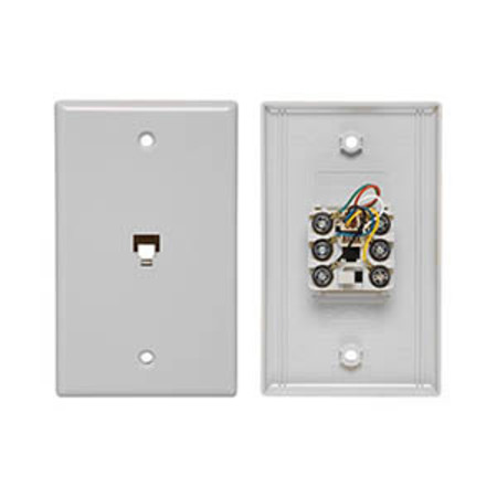 ALLEN TEL Flush Mount Smooth Telephone Wall Jack, 4-Conductor, 6-Position, White AT216SM-4-15